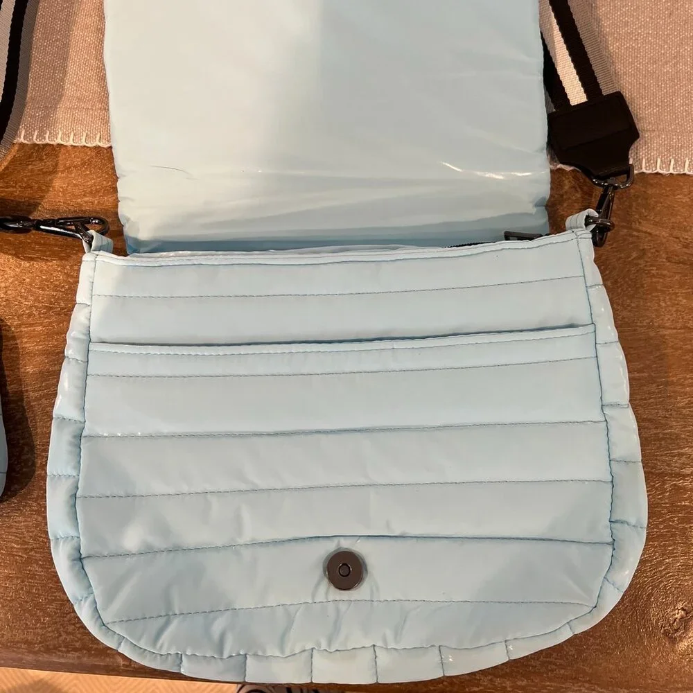 NWOT Think Royln Baby Blue Patent Leather Crossbody Women's Bag - Picture 2 of 4